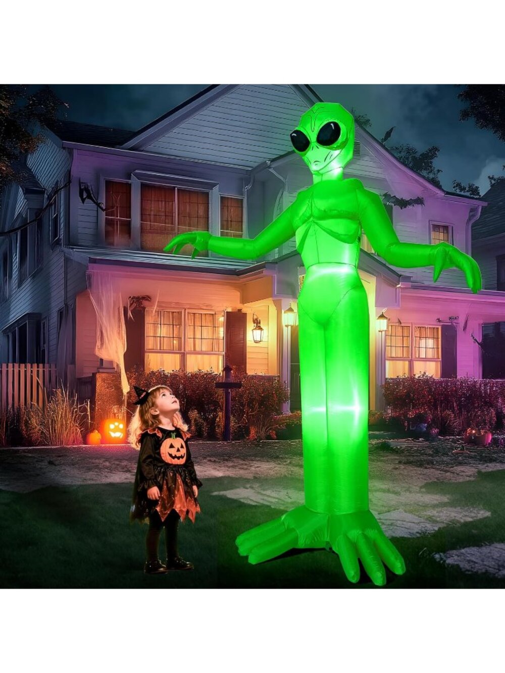 🎃9 FT Tall Halloween Inflatable Blow Up Alien Build-in LEDs Lawn Garden Decor